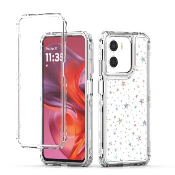 Чехол Acrylic Laser Paper гибридный с рисунком на Motorola Moto G05 / G15 / E15 - Stars