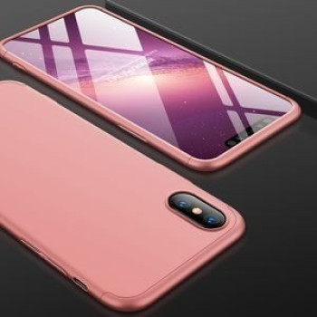 Чехол GKK Three Stage Splicing Full Coverage Case на iPhone XS Max-розовое золото