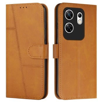 Чехол-книжка со строчкой и фактурой Calf на Infinix Zero 30 4G - желтый