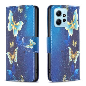Чохол-книжка Colored Drawing Pattern для Xiaomi Redmi Note 12 4G - Gold Butterfly