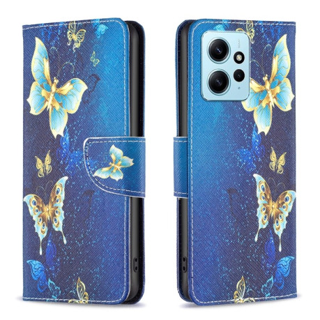 Чехол-книжка Colored Drawing Pattern для Xiaomi Redmi Note 12 4G - Gold Butterfly