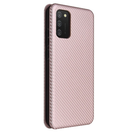 Чехол-книжка Carbon Fiber Texture на Samsung Galaxy A20s - розовый
