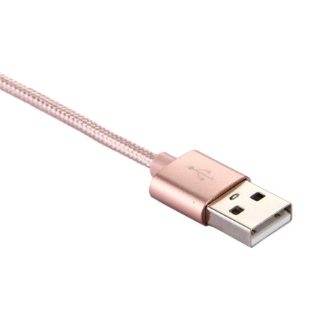 Зарядный кабель Knit Texture USB для USB-C / Type-C Cable Length: 2m, 3A Output - розовое золото