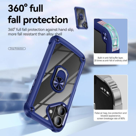 Противоударный чехол Acrylic Ring Holder на For iPhone 17 - синий