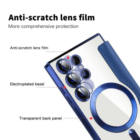 Чехол-книжка Shield MagSafe RFID Anti-theft Leather для Samsung Galaxy S25 Ultra 5G - синий