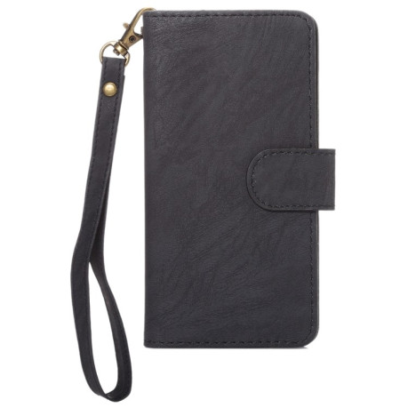 Универсальный кожаный чехол-книжка Da Vinci Texture для iPhone/Samsung/Realme/Xiaomi 13.5x7x1.8 cm - черный