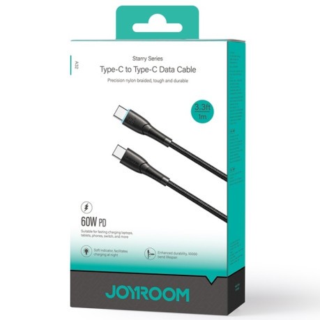 Кабель JOYROOM SA32-CC3 Starry Series 60W USB-C / Type-C to USB-C / Type-C Fast Charging Data Cable, Length:1m - черный