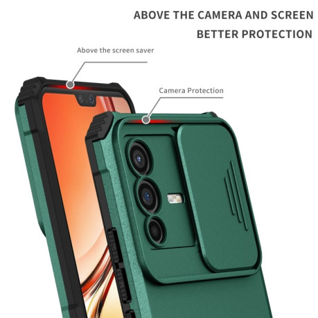 Протиударний чохол Stereoscopic Holder Sliding для Vivo V23 5G - зелений