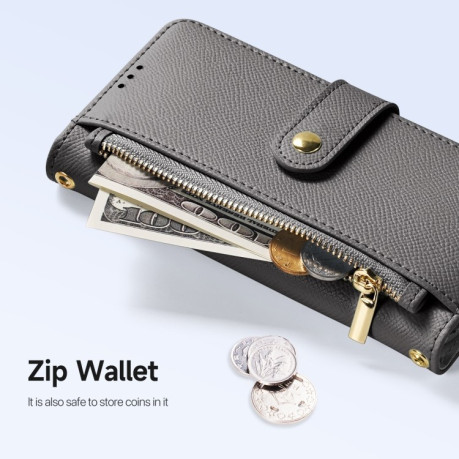 Чехол-книжка DUX DUCIS Lawa Series 2 in 1 Wallet Zipper Detachable MagSafe на iPhone 16 Pro Max - серый