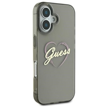 Оригинальный чехол Guess IML Heart для iPhone 16 - Black