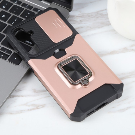 Противоударный чехол Armor Camera Shield для Samsung Galaxy A55 5G - розовое золото