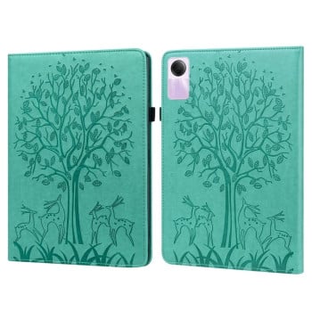 Чехол-книжка Tree Deer Embossed Leather для Xiaomi Redmi Pad SE - зеленый