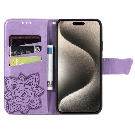Чохол-книжка Butterfly Love Flower Embossed для iPhone 16 Pro Max - Lavender