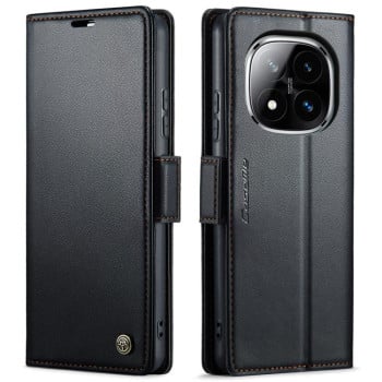 Чехол-книжка CaseMe 023 Butterfly Buckle Litchi Texture RFID Anti-theft Leather для Xiaomi Redmi Note 14 Pro 4G - черный