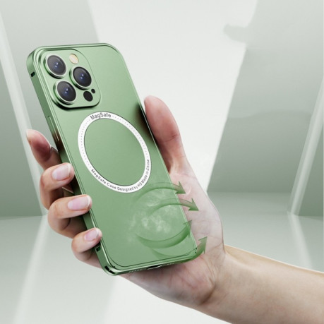 Противоударный чехол Frosted Lens MagSafe для iPhone 14 Pro Max - зеленый