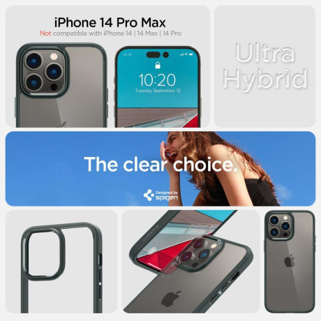 Оригинальный чехол Spigen Ultra Hybrid для iPhone 14 Pro Max - Abyss Green