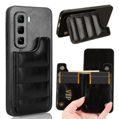 Ударозахисний чохол Cow Pattern Sewing Card Bag для Infinix Hot 50 Pro 4G - чорний