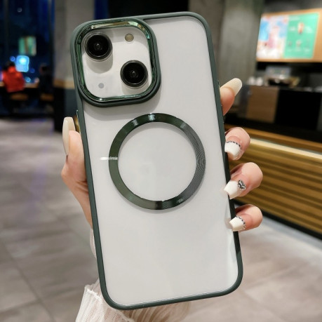 Противоударный чехол Acrylic Magsafe для iPhone 15 - зеленый