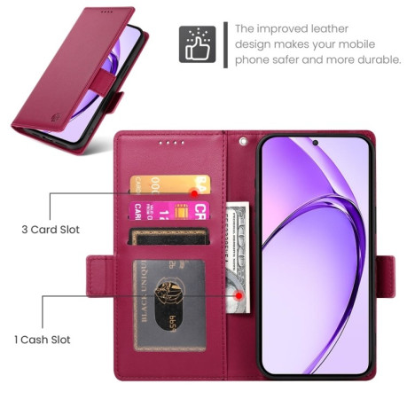 Чехол-книжка Side Buckle Magnetic Frosted Leather для OPPO A3/A3x/A40m - винно-красный