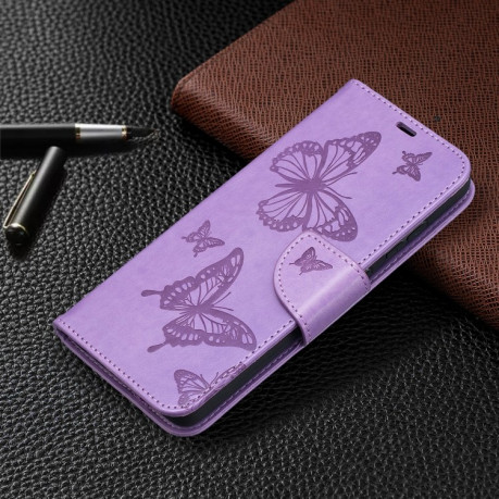 Чехол-книжка Butterflies Pattern на Samsung Galaxy A52/A52s - фиолетовый