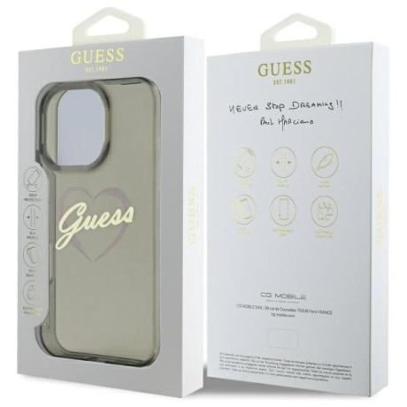 Оригінальний чохол Guess IML Heart для iPhone 16 Pro Max - Black