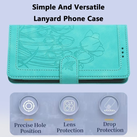 Чохол-книжка Tulips Embossed Leather для iPhone 16e - зелений