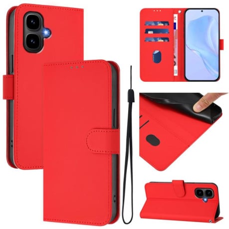 Чехол-книжка с мягким покрытием (Skin Feel) со шнурком на Infinix Smart 10 4G - красный