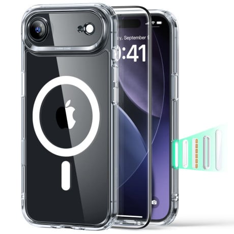 Оигинальный чехол ESR Classic Hybrid с MagSafe + накладка на клавишу на iPhone Air - Clear