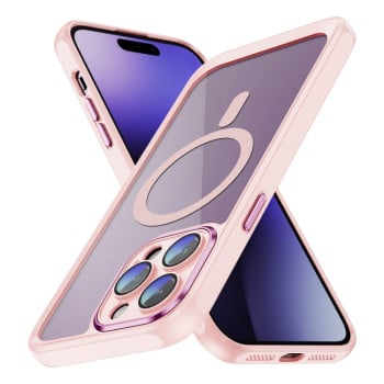 Противоударный чехол Frosted Lens MagSafe для iPhone 15 Pro Max - Apricot