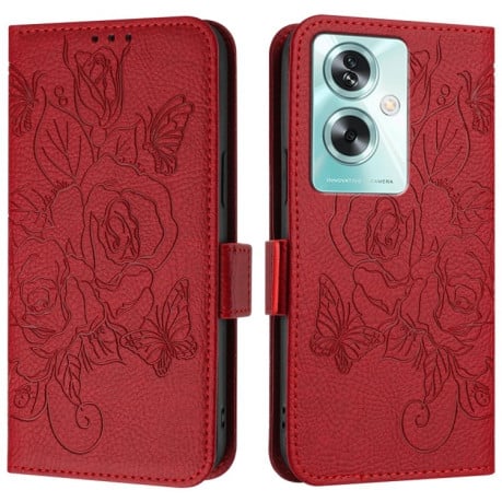 Чохол-книжка Embossed Rose RFID Anti-theft Leather для OnePlus Nord N30 SE 5G - червоний