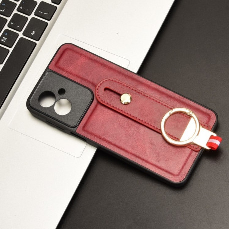 Противоударный чехол Wristband Leather Back для Motorola Moto G55 5G - красный