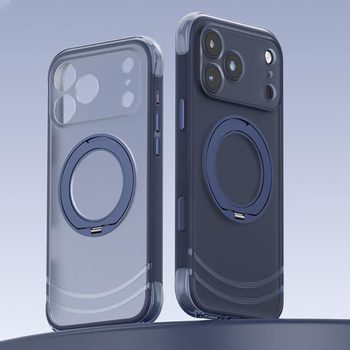 Ударозахисний магнітний чохол QN2 Skin-Friendly AirBag Magnetic з кільцем-тримачем на iPhone 18 Pro — темно-синій