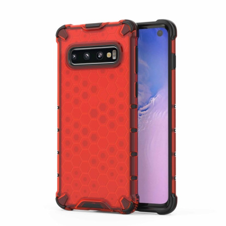 Противоударный чехол Honeycomb на Samsung Galaxy S10 - красный