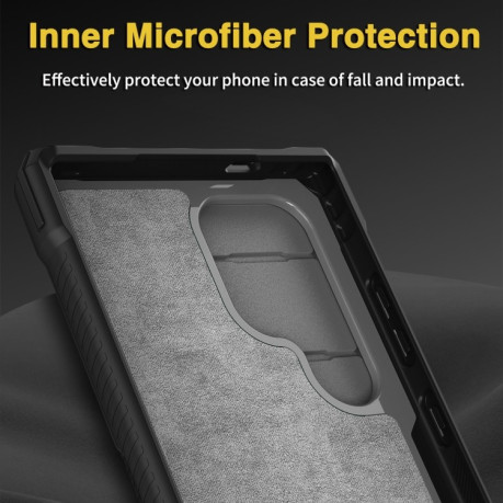 Протиударний чохол Full Coverage Phone Case with Holder / Card Slot на Samsung Galaxy S24 Ultra 5G - сірий