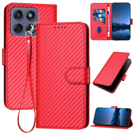 Чехол-книжка Carbon Fiber Texture на Motorola Edge 60 Fusion / Edge 5G 2025 - красный