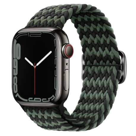 Ремешок Buckle Nylon Braided для Apple Watch Series 8/7 41mm / 40mm / 38mm - черно-зеленый