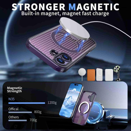 Чохол kalebol Honeycomb Cooling з MagSafe та підставкою на iPhone 17 - фіолетовий