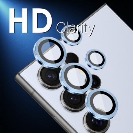 Захисне скло NORTHJO Glitter Camera Lens Protector Tempered Glass Metal Ring для Samsung Galaxy S25 Ultra 5G - синє