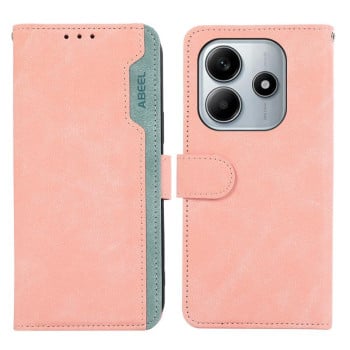 Чохол-книжка ABEEL з магнітною фіксацією RFID-екранування на Xiaomi Redmi Note 14 4G 164.48mm - Pink-Cyan