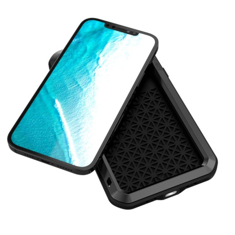 Влагозащитный противоударный чехол LOVE MEI Metal для iPhone 12 Pro Max - черный