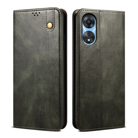 Чехол-книжка Simple Wax Crazy Horse для OPPO A78 4G - зеленый