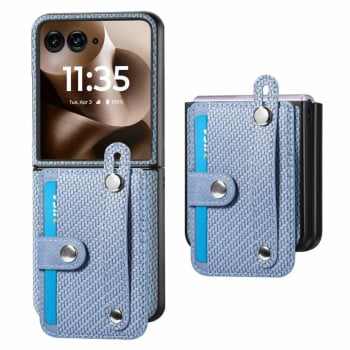 Противоударный чехол Wristband Kickstand Card для Motorola Razr 60 Ultra - синій