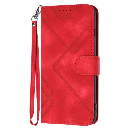 Противоударный чехол Line Pattern Skin Feel Leather для Realme C53/C51 - красный