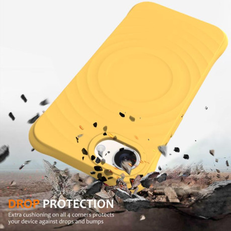 Противоударный чехол Wave Texture MagSafe Magnetic Liquid Silicone для iPhone 16e - желтый