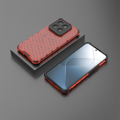 Противоударный чехол Honeycomb на Xiaomi 14 Pro - красный
