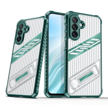 Протиударний чохол Plating Holder PC Hybrid TPU для Samsung Galaxy A36/A56 5G - зелений