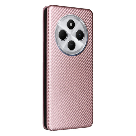 Чохол-книжка Carbon Fiber Texture на Xiaomi Redmi 14C 4G/Poco C75/Redmi A4 5G - рожевий
