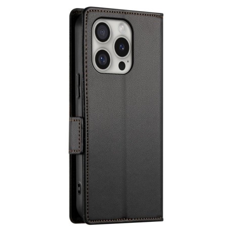 Чехол-книжка Side Buckle Magnetic Frosted Leather для iPhone 16 Pro - черный