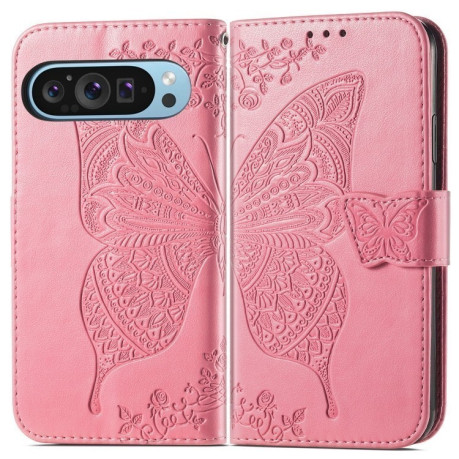 Чехол-книжка Butterfly Love Flower Embossed для Google Pixel 9 - розовый