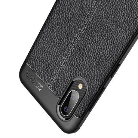 Противоударный чехол Litchi Texture на Samsung Galaxy A02 / M02 - черный